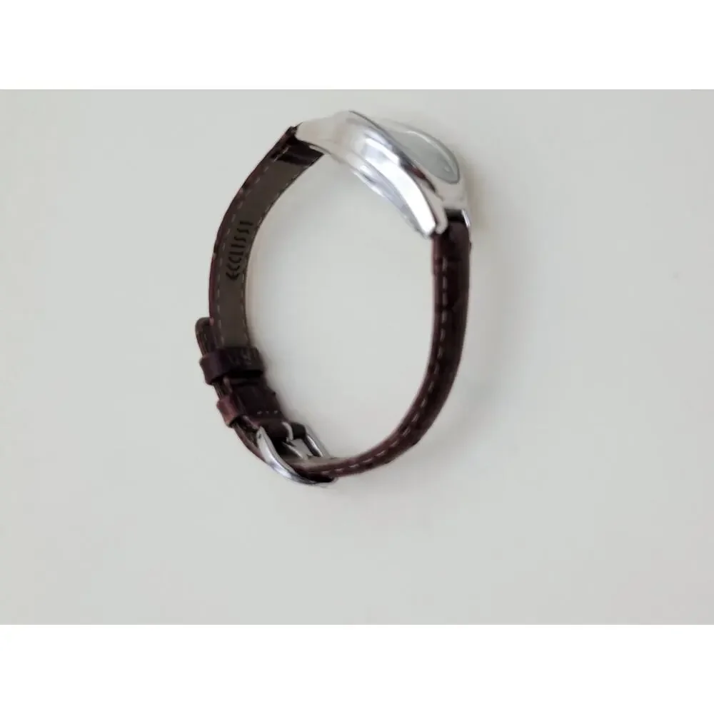 Ecclissi 22650 Women's Sterling Silver Watch Mother of Pearl Dial Brown Leather